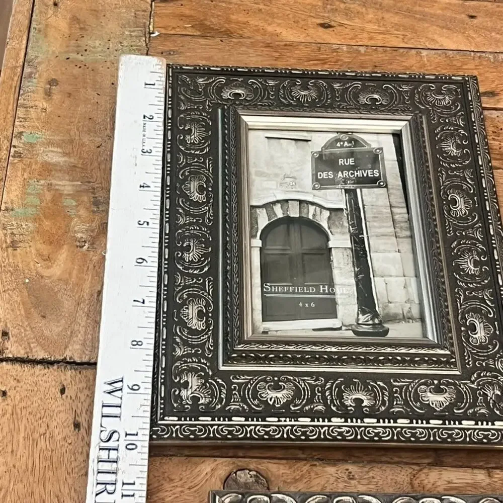 Ornate Pewter Picture Frames Set Of 3 Different Sizes